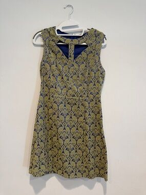 Astr Olive and Navy Jacquard Mini Dress